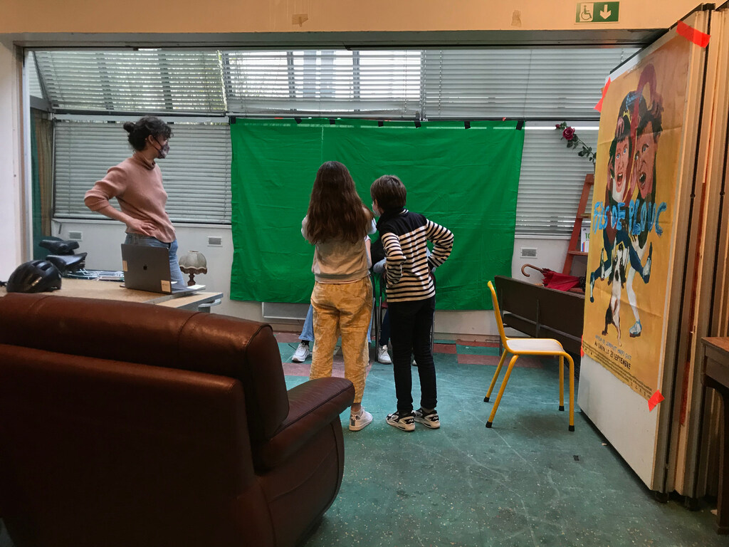 Green-screen workshop with local kids, within the 'Petite Évasion' project